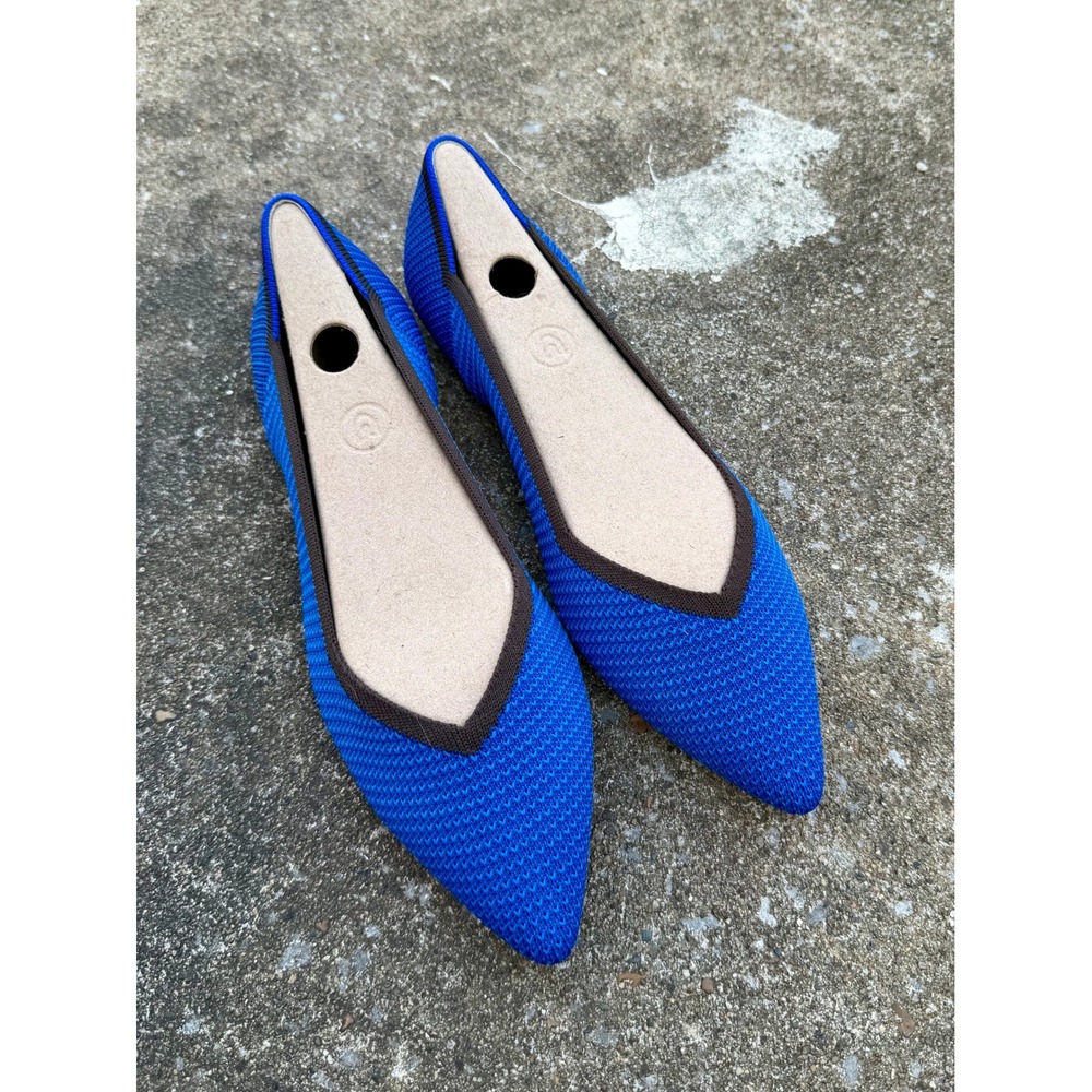 Rothys The Point Cobalt Blue Knit Pointed Toe Flats Shoes Women 8.5